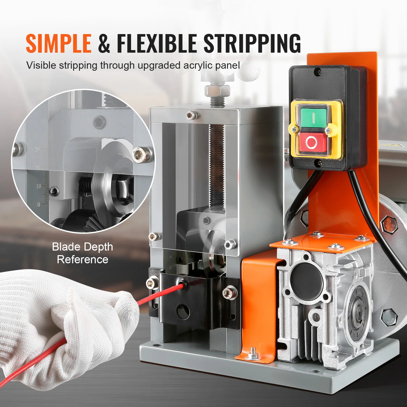 

Automatic Wire Stripping Machine, Electric Motorized Cable Stripper, 180 W, 60 Ft Min Wire Peeler With Visible Stripping Depth