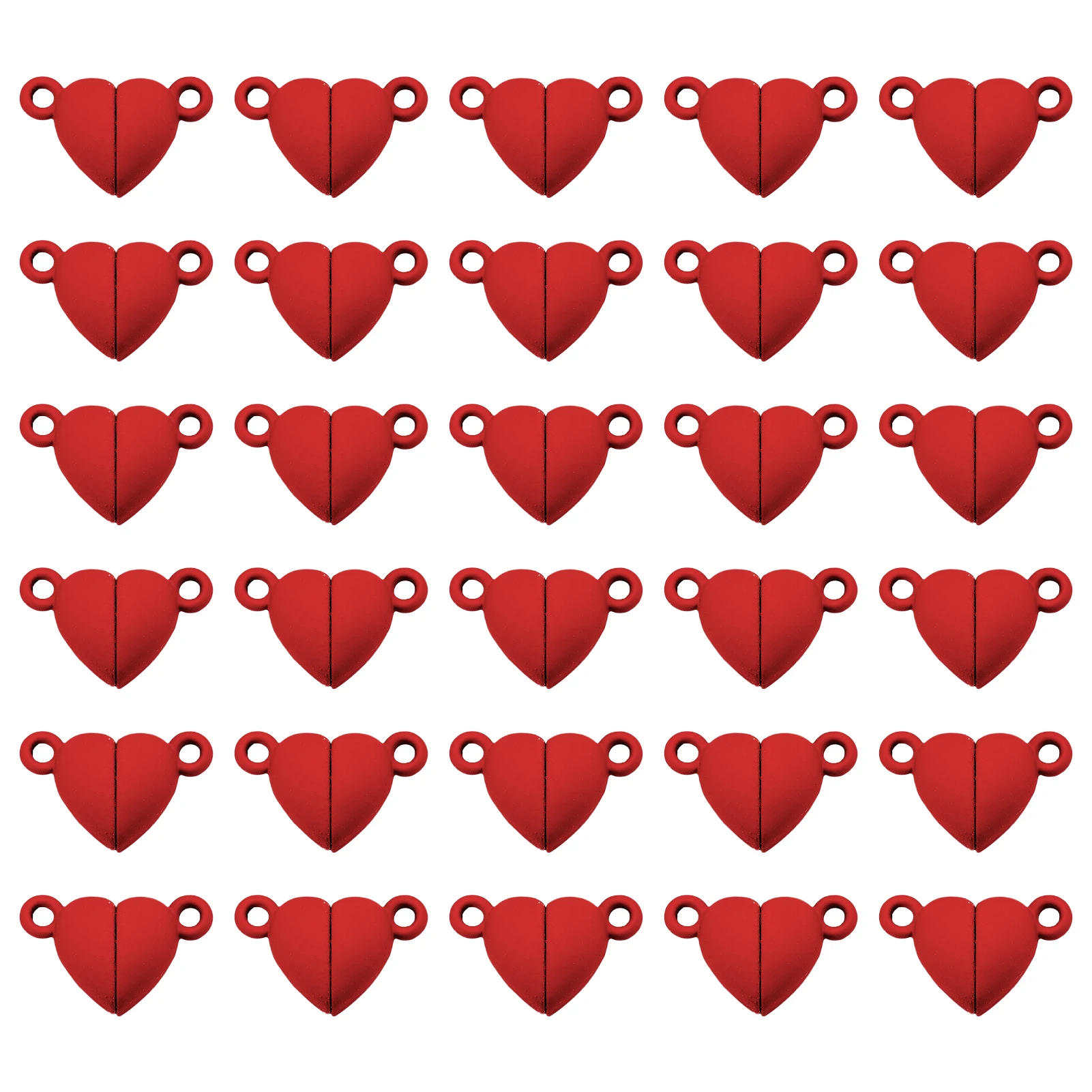 50 Pairs Love Heart Shaped Alloy Magnetic Connected Clasps Charms End Caps for DIY Couple Bracelet Necklace Making Accessories