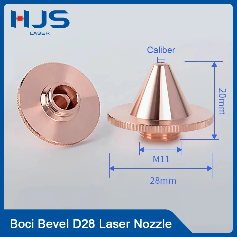 HJS Boci 3D Beveled Laser Nozzle D28H20M11mm Single/Double Layer Caliber:1.2-5.0 For Boci Precitec Laser Cutting Head