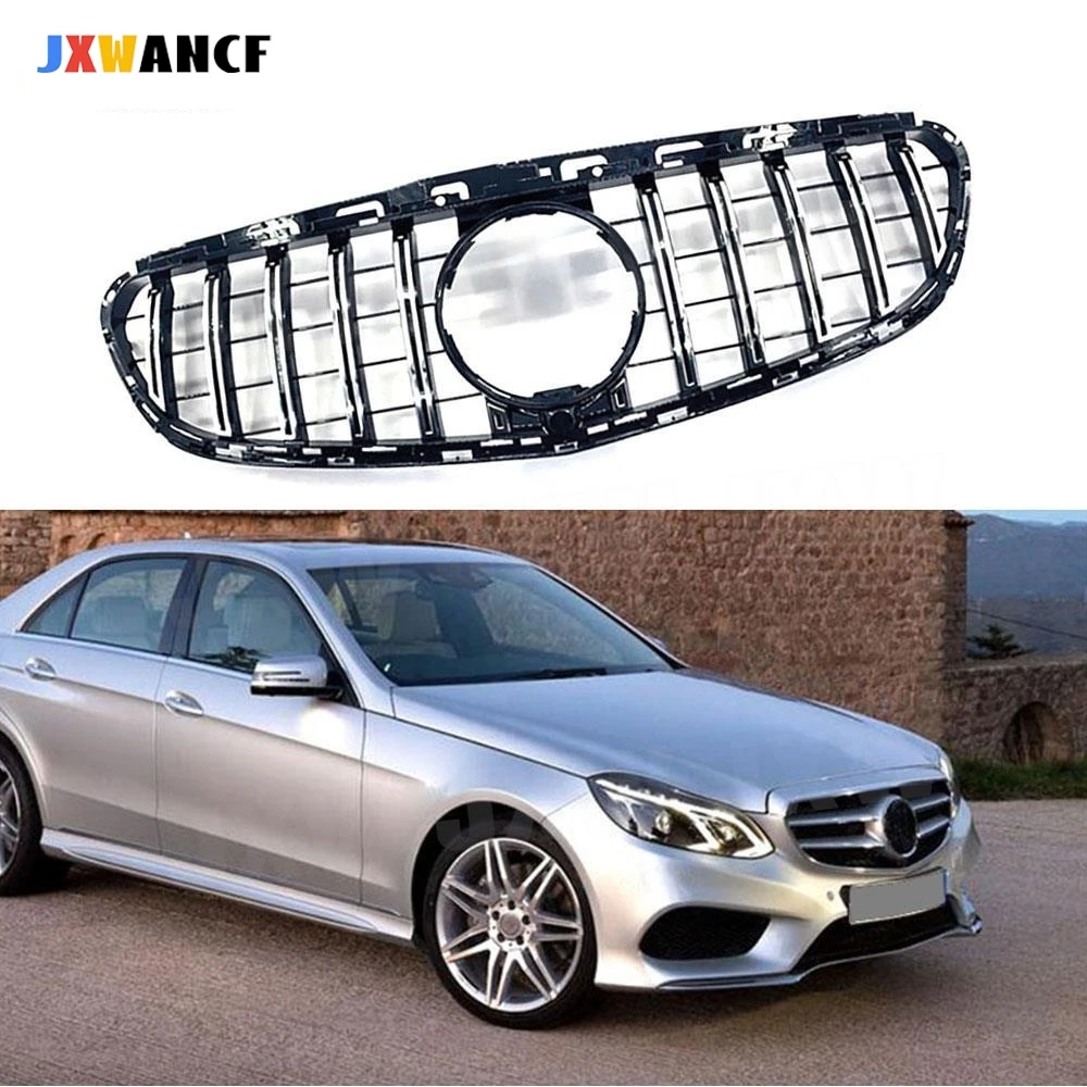 

JXWANCF ABS Front Bumper Grill Decoration for Benz E Class W212 E250 E300 2013 2014 2015 Car Replacement Black Silver