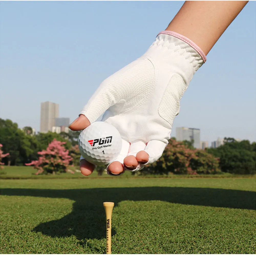 PGM Golf Women Mesh Breathable Anti Slip Gloves Ladies Fingerless Sport Gloves Wearable Microfiber Mittens Left Right Hand