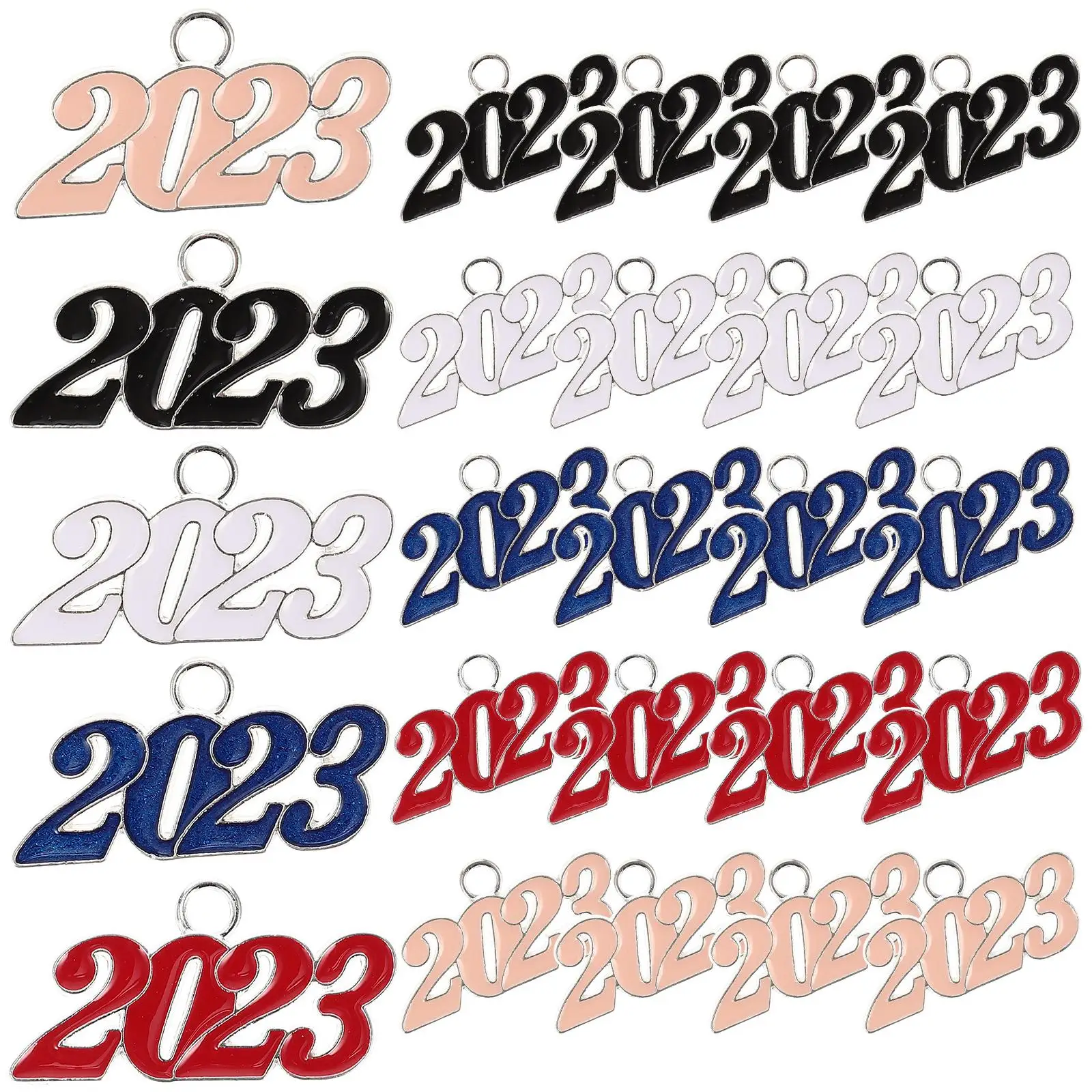 

25 Pcs 2023 Colored Number Pendants Alloy Jewelry Making Charms for Graduation Christmas Gifts Bracelet Keychain Tassel
