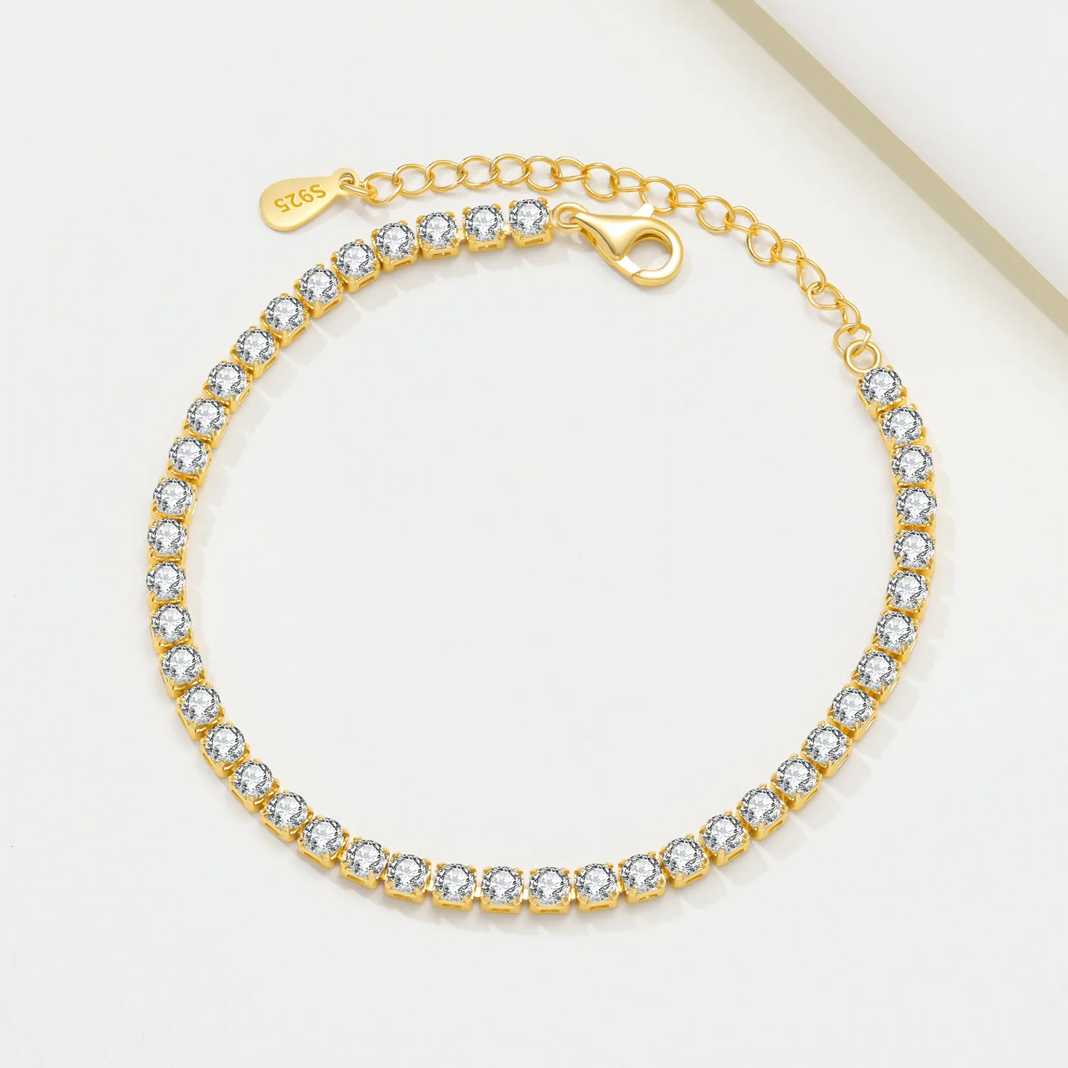 MISEFF S925 Sterling Silver Bracelet Chain 2mm & 3mm Zircon Tennis Chain Bracelet Versatile Adjustable Chain Charms Jewelry Gift view 5