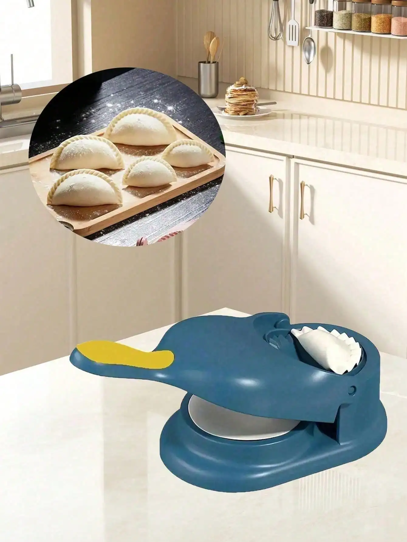2-in-1 Dumpling Maker & Dough Press, Manual Ravioli Mold, Ho