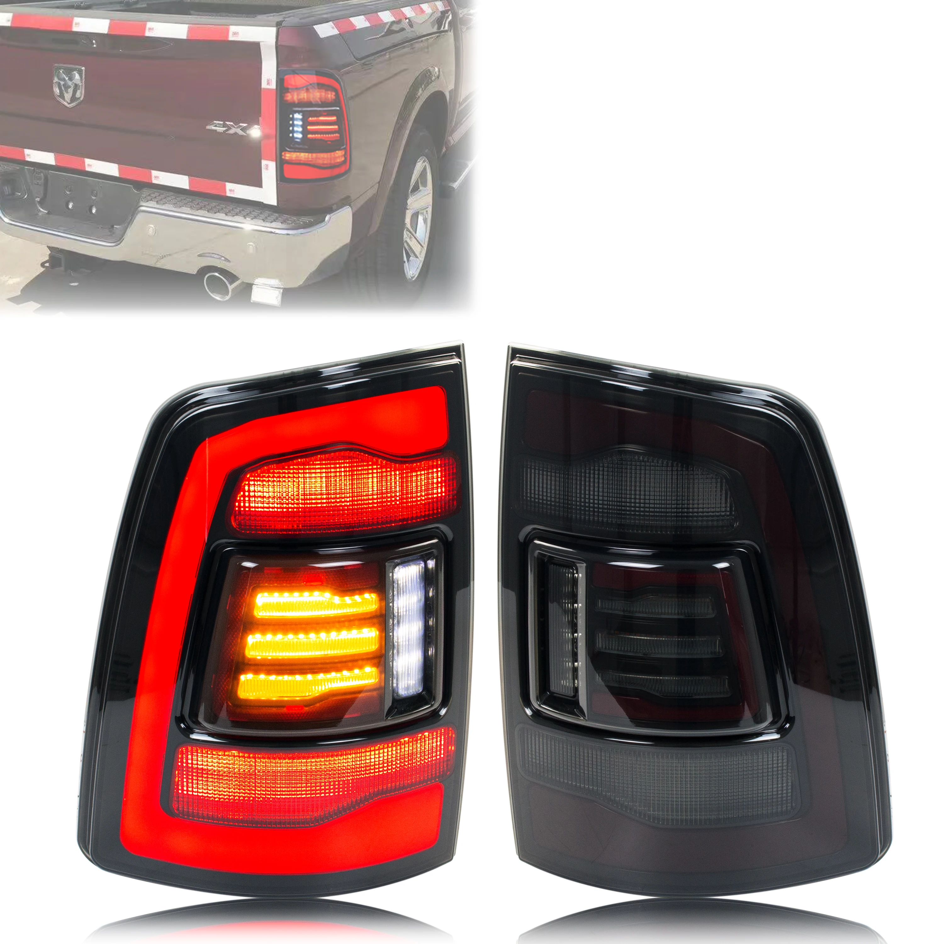 

LED Tail Lights for Dodge Ram 2009-2012 1500 2500 3500 4th Gen Dynamic Animation Sequential Turn Signal Rear Lamps Assembly