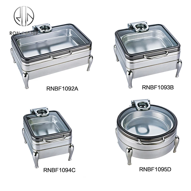 Restaurant Buffet Set Food Warmer Stainless Steel 304 Chafing Dish With Transparent Glass Lid Catering Chafer Food Warmer