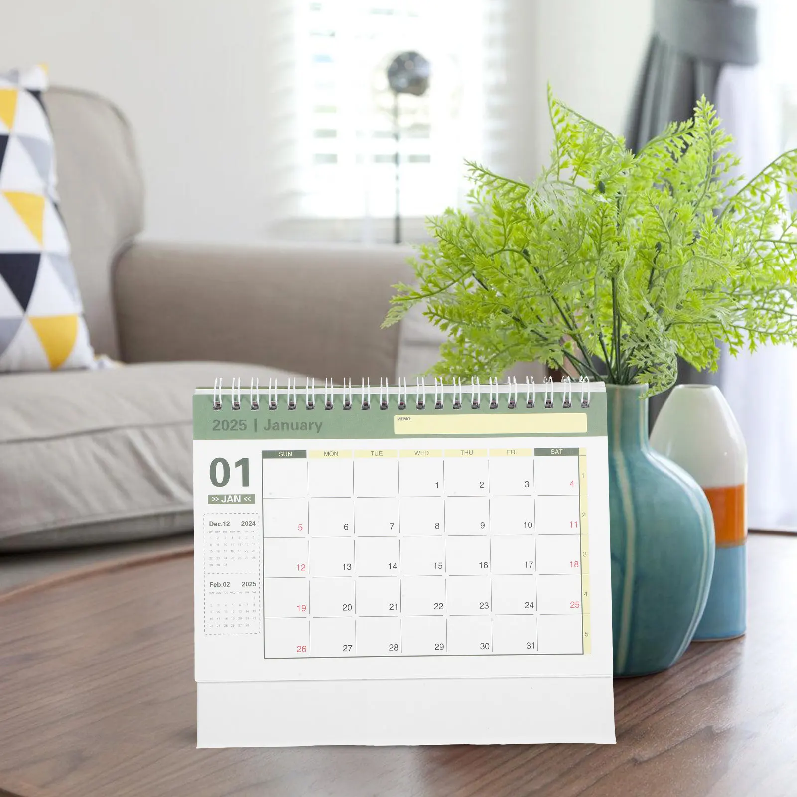 

English Desk Calendar 2025 Decorative Standing Monthly Note Tabletop Organizer Office Supplies Household Daily Use Calendar