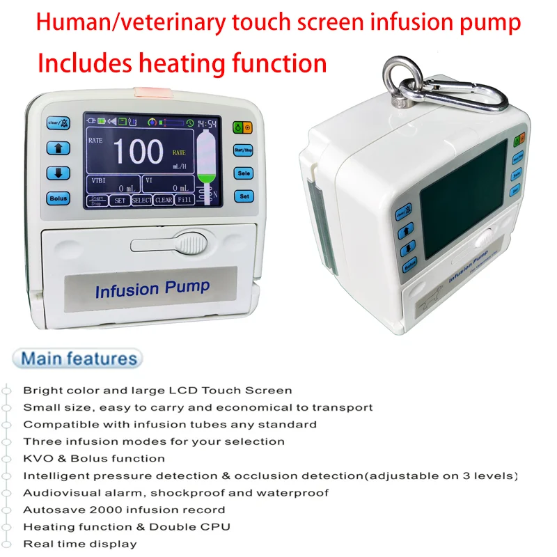 Syringe Pump Infusion pump infusion warmer Nutrition pump LCD real-time Alarm Rechargable battery（Human or Veterinary Use)
