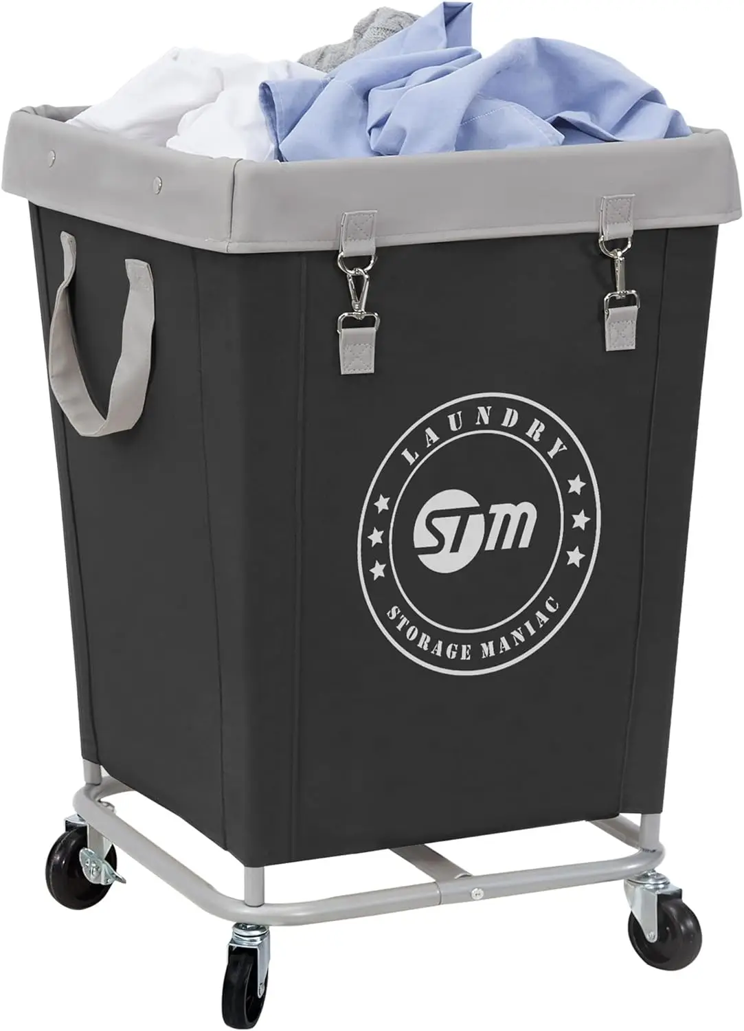 

Heavy Duty Laundry Cart with Wheels & Brakes, 160L Capacity for Hotel Home Use, Black