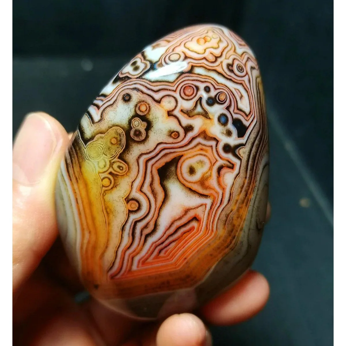 4PC Natural Banded Agate Rainbow Color, Polished Tumbled, Genuine Stone, Wire Wrapping, Crystal Collection, Table Display