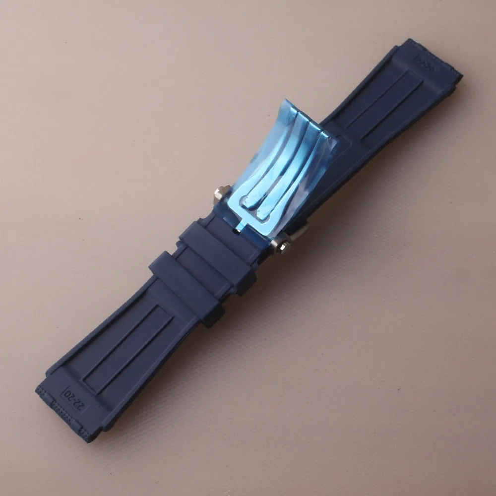 Watchband for Men's mechanical watch Avenger Superocean Strap Soft fluororubber Bracelets fold deployment Wristband Diving Bands