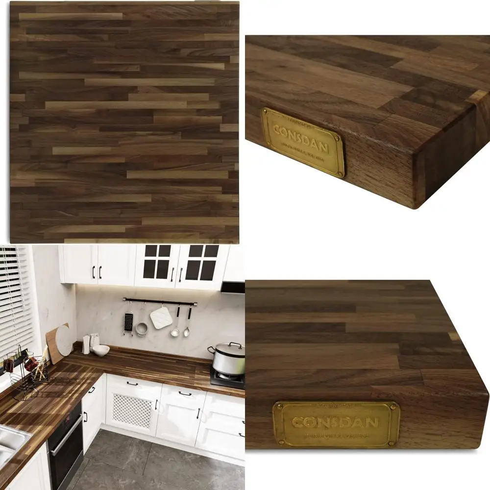 

Reversible Walnut Hardwood Butcher Block Countertop Kitchen Wood Slabs Polished on Both Sides, Pre-finished for Easy Use