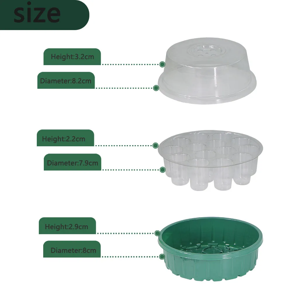 Seed Starter Tray with Full Sectrum Growth Light Transparent Cover Greenhouse Plant Cell Geramination Propogation Pots 14 Holes 