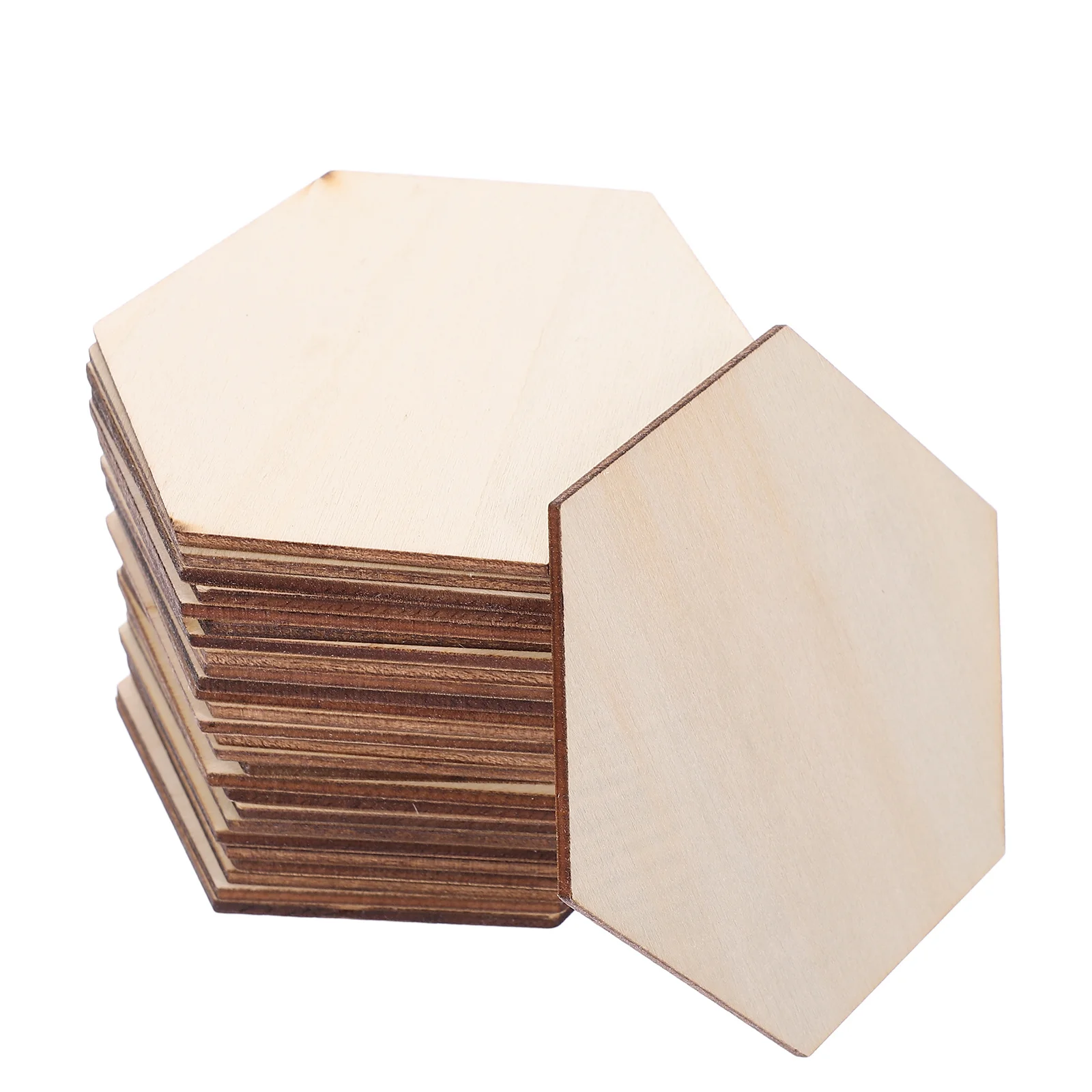 

100pcs Wooden Hexagon Cutout Unfinished Natural Craft Pieces For Diy Painting Home Decor Wall Art Wedding Projects Handicraft