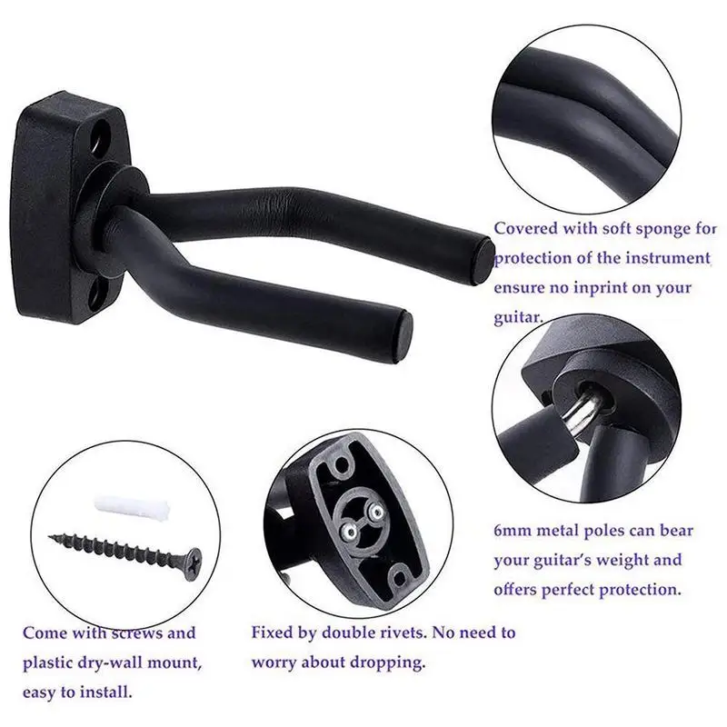 1/3/5er-Pack Gitarrenhalter, Gitarren-Wandhalterung, Hakenständer, Saiteninstrumenten-Wandhalterungen für Akustik-, Elektro- und Bassgitarren – Detail 15