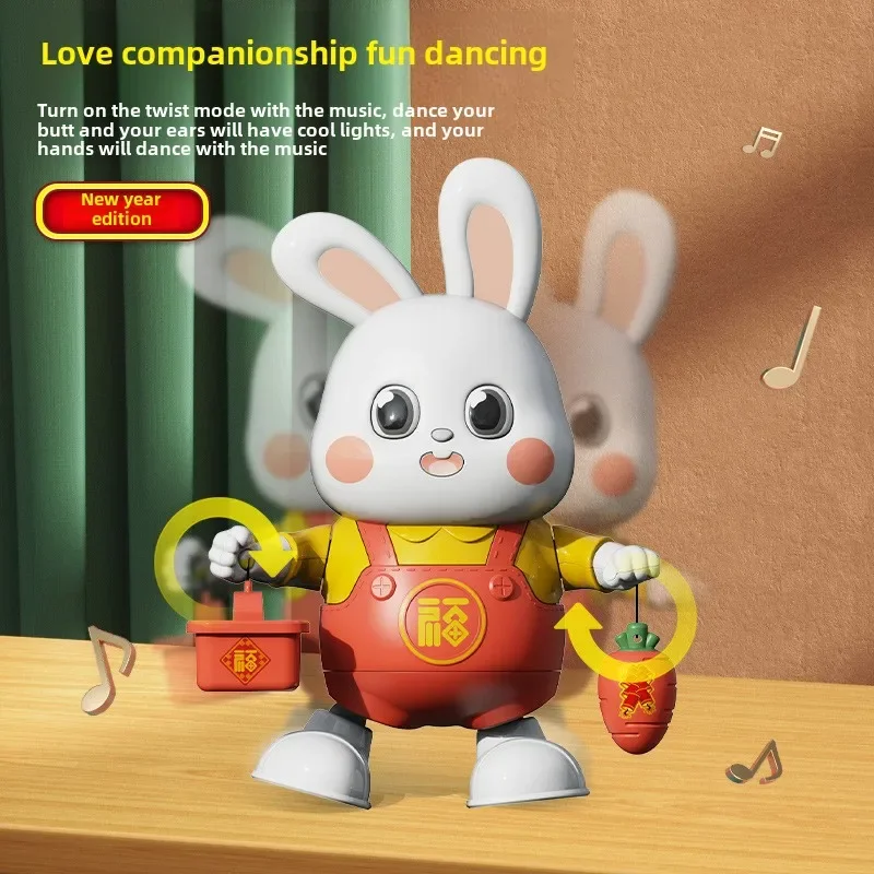 Danza elettrica Xiaofu Rabbit Douyin stesso robot illuminazione musica giocattoli educativi luminosi per bambini