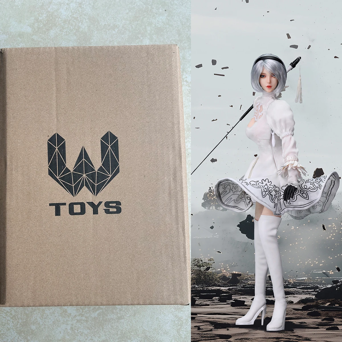 

W TOYS Масштабная фигурка 1/6: Голова персонажа 2B в белой боевой форме, совместимая с 12-дюймовыми женскими солдатскими фигурками TBL S10D
