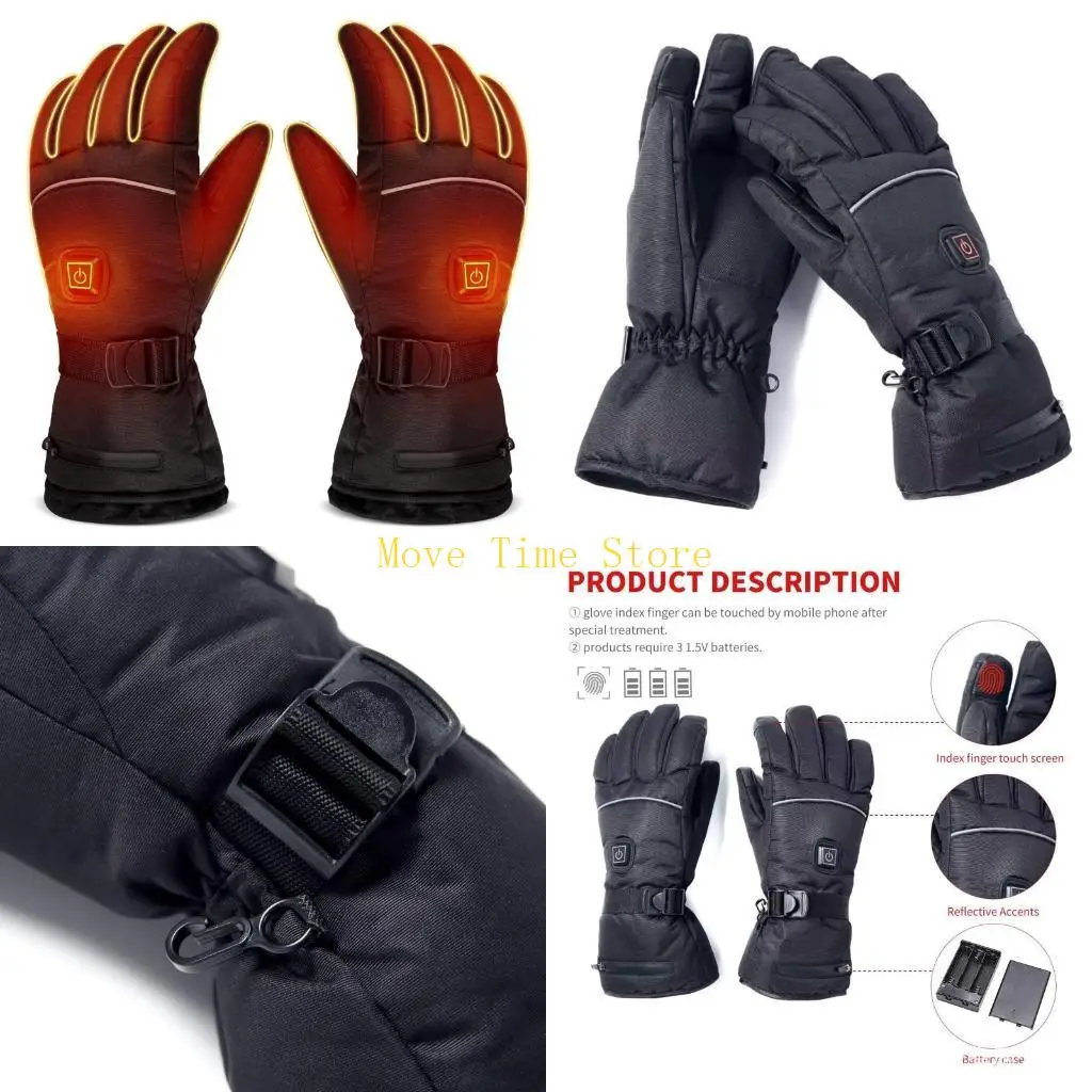 92ME 1 Pair 3 Heating Levels Battery Powered Electric Heated Winter Warm Gloves Motorcycle Motorbike Ski Motor Hand Warmer for
