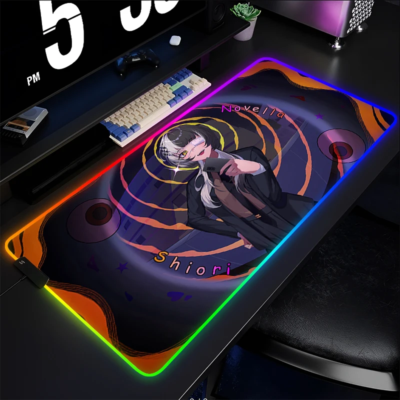 

RGB Mouse Pad Gamer Keyboard Pad Hololive Shiori Novella Desk Mouse Mat Rubber Tapis Souris Gaming LED Notbook PC Cute Mousepad