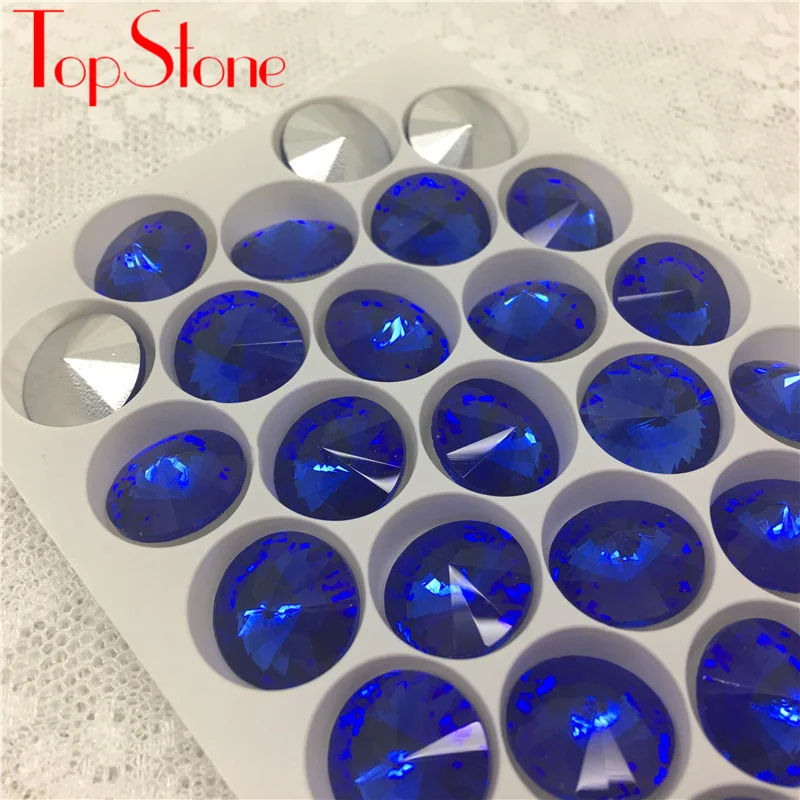 TopStone Rivoli Round Glass Crystal Fancy Stone Pointed Back Rhinestones Multi Colors Sizes 6mm 8mm 10mm 12mm 14mm 16mm 18mm