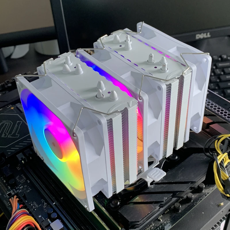 

CPU Air-cooled Cooler 6 Heatpipes White Tower RGB Ventilador For Intel LGA 1151 1156 1366 1200 1700 2011 AM4 AM5 PC Radiator