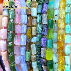 7-8mm Natural Stone Irregular Tube Aquamarine Amethyst Charoite Crystal Spacer Beads for Jewelry Making Diy Bracelet Accessories