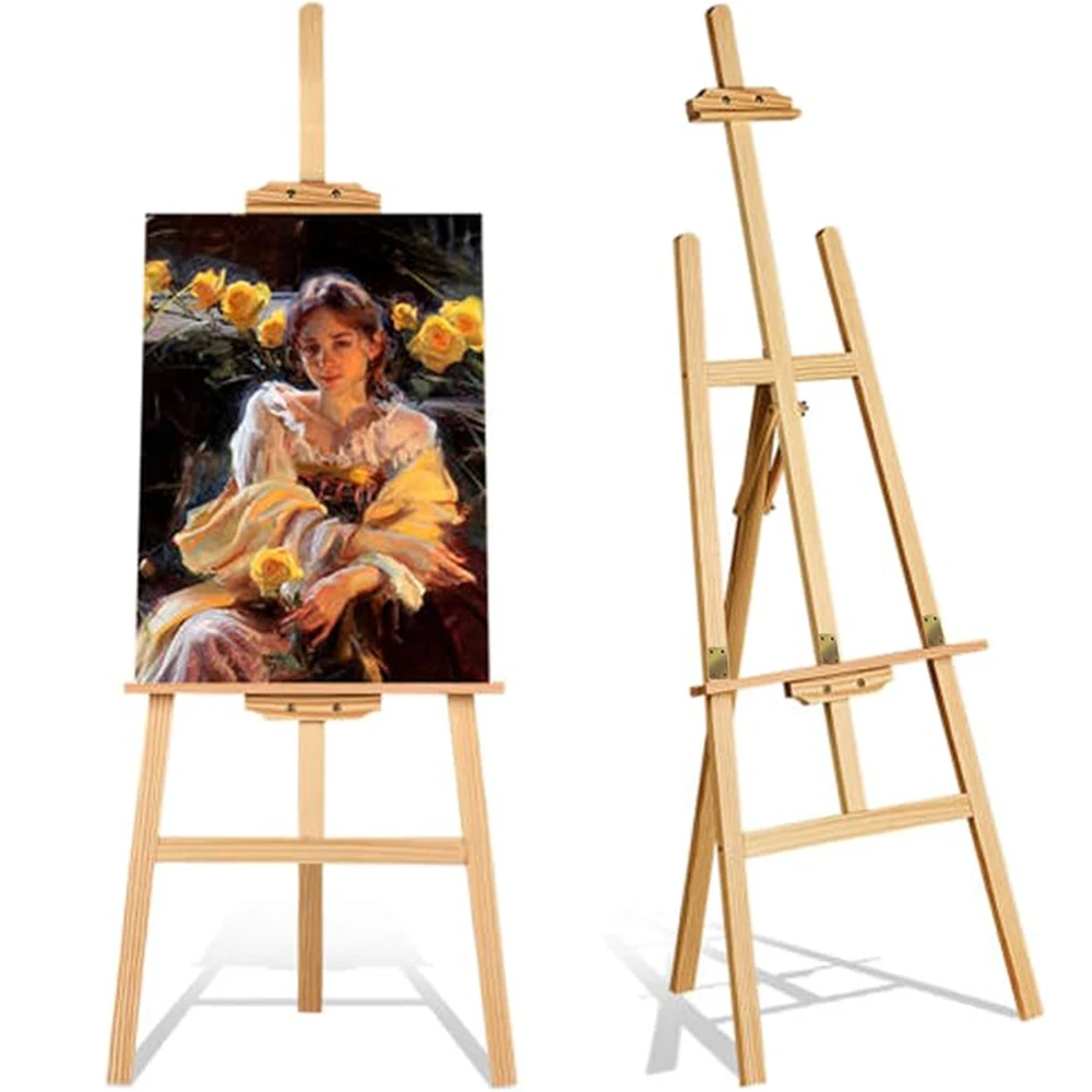 Easel 1.75m Collapsible Wooden A-Frame Painting Easel Board 69 Inch Art Display Easel Artist Sketching Wedding Crafts