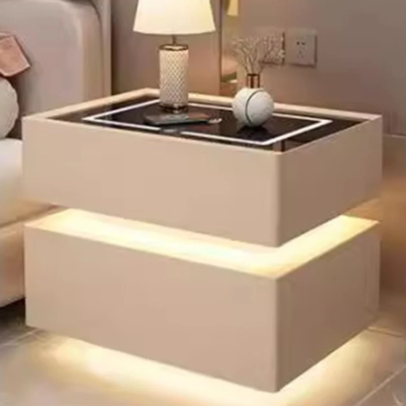 طاولة بجانب السرير لغرفة النوم المتنقلة شحن خزائن ذكية حديثة فاخرة لغرفة المعيشة ومنضدة منظم أثاث منزلي Criado Mudo