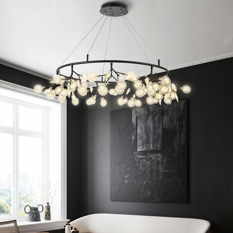 New Hot Sale Nordic Romantic Hanging Living Room Chandelier Light Modern Kitchen Firefly Pendant Lamp Round Chandelier Lighting