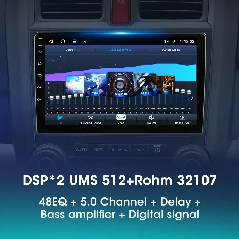 JMCQ 2 Din Android 12 Car Radio Multimedia Video Player For Honda CRV CR-V 2006-2012 Navigation GPS Carplay 4G Head Unit DSP