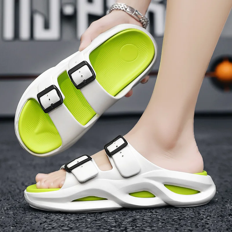 Men Thick Bottom Buckle Slippers Summer Man EVA Waterproof Shoes Men\'s Soft Comfort Sandals Mens Outdoor Anti-Slip Beach Slides