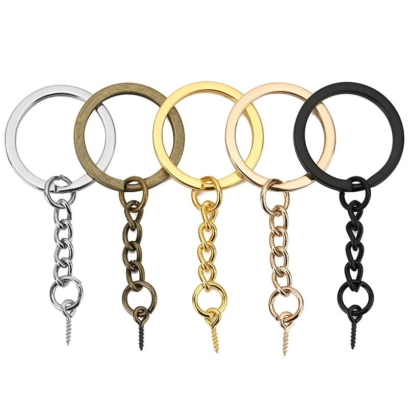 10 Stks/partij 25Mm Goud Zwart Metaal Sleutelhangers Met Open Splitring Nooit Vervagen Hoge Quaility Sleutelhangers