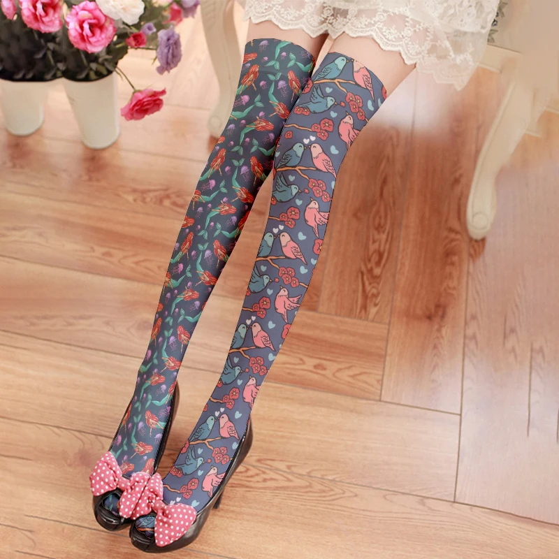 Women's summer over-the-knee stockings cute little animal print over-the-knee stockings Kawaii Harajuku stockings