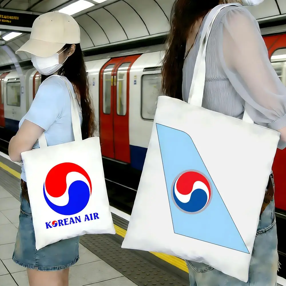 airline aviation logo K-Korean Air Storage Bags Shopping Bags Series Print Bags Lightweight Shoulder Bag For Daily Use