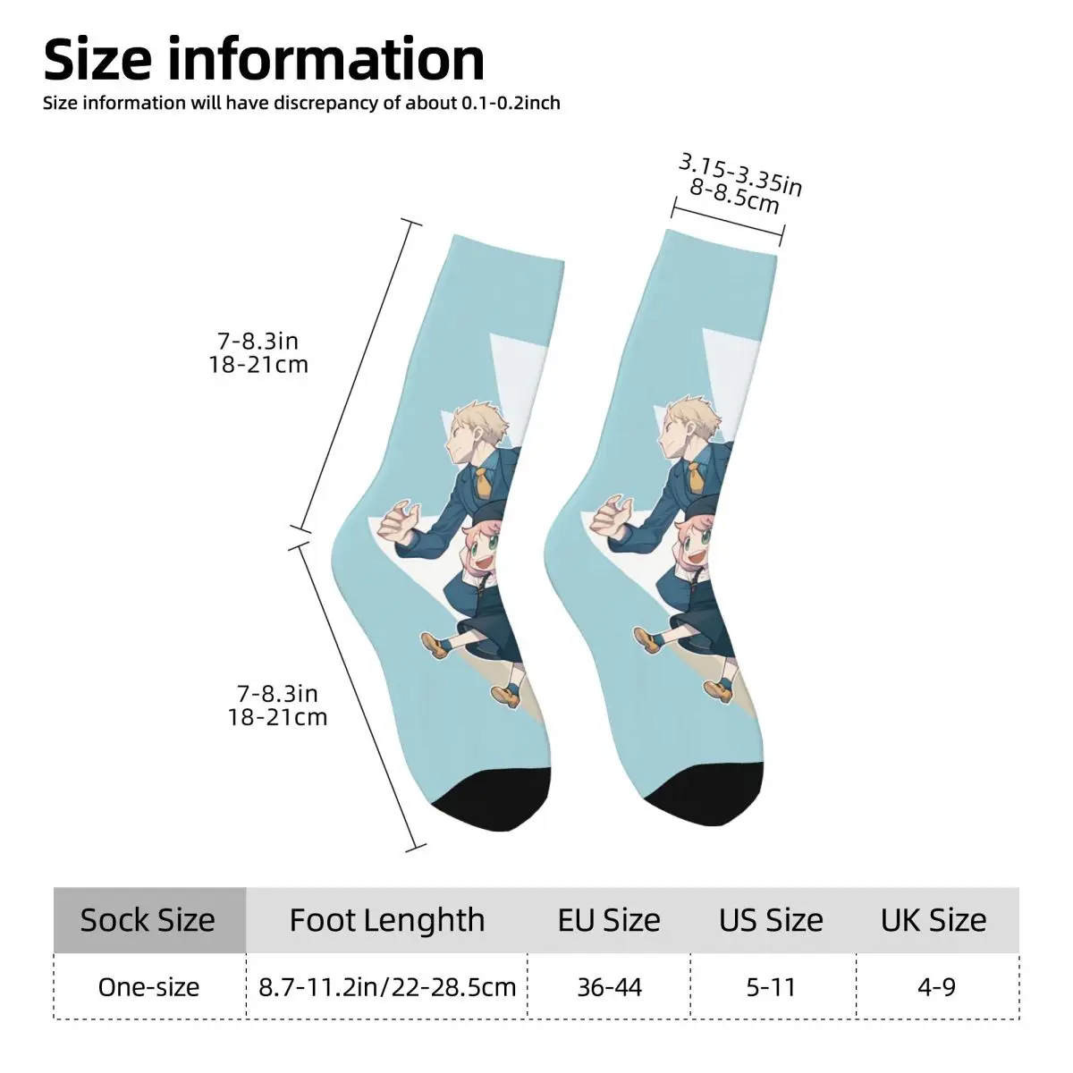 SPY Family Anime Socks Gym 3D Print Boy Girls Mid-calf Sock