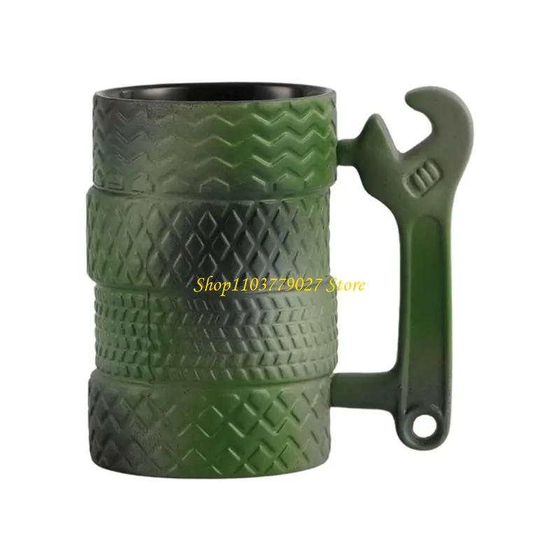 C4DF High Quality Ceramic Tire Pattern Mugs Drinking Utensils for Coffee and Tea Excellent Heat Retention Ergonomic Grip