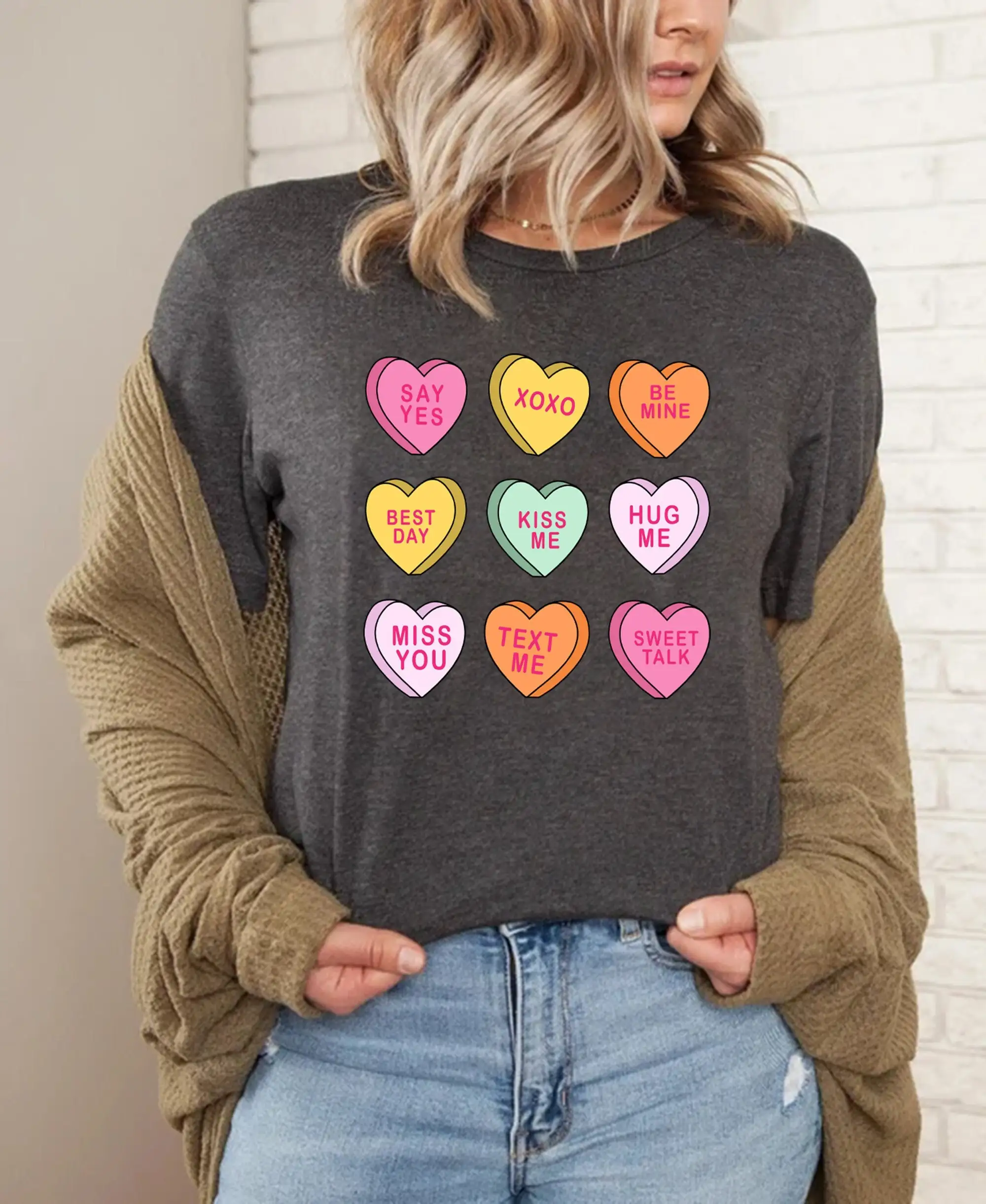 

Be Mine Sweat T Shirt Conversation Hearts Xoxo Valentines Day Couple For Her Valentine Heart