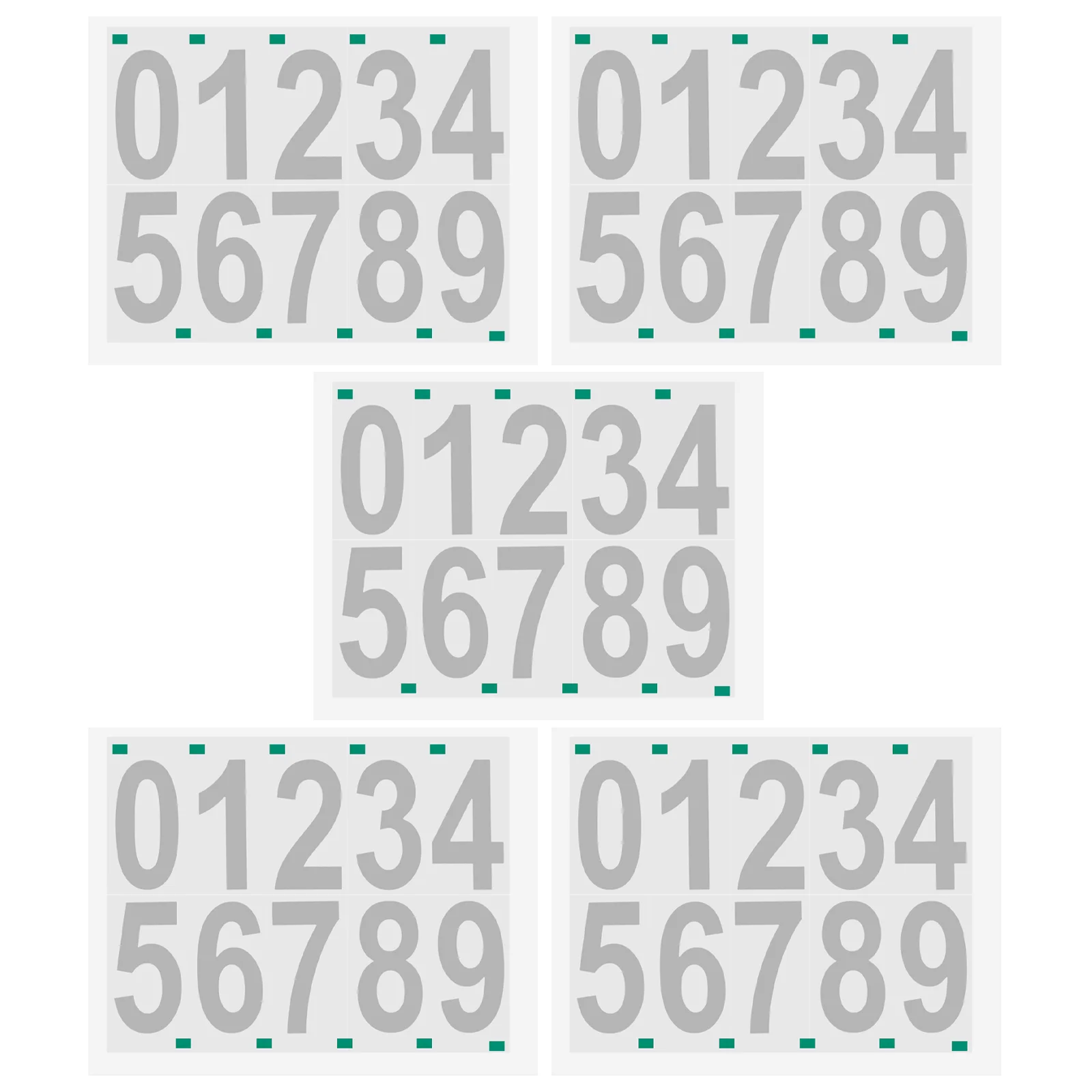 5 Sheets Trash Can Stickers Reflective Number Numbers Racing Car PVC Address for Mailbox Vinyl White