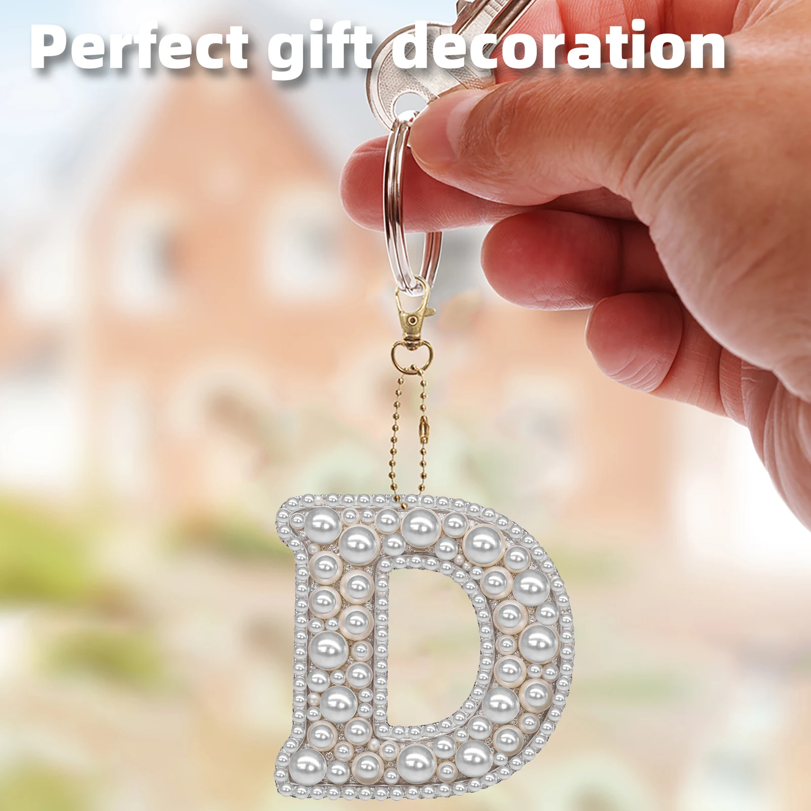 1 шт. Брелок-украшение с жемчу – обзор и цена Resin Art Letter Keychain