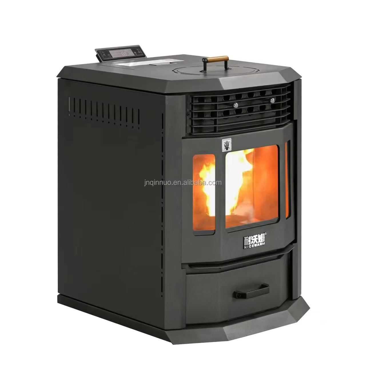 Pellet Cook Multi-functional Biomass Wood Pellet Stove Cost-effective Freestanding Indoor Fireplace Remote Control 13KW Heating