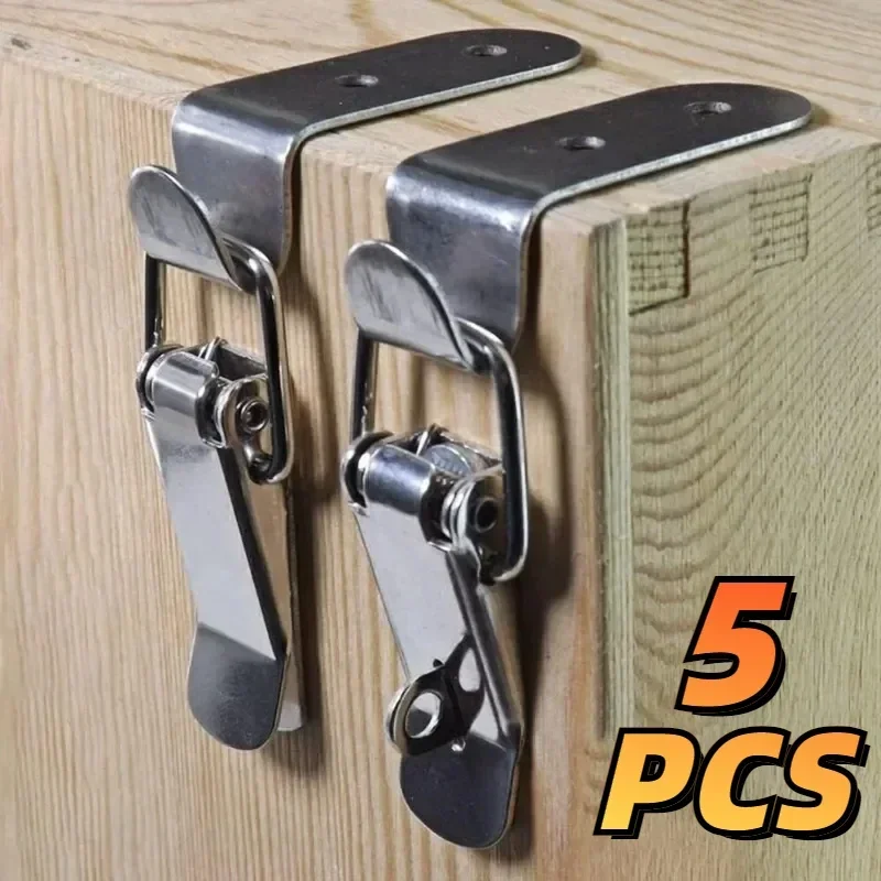 

1/5PCS 90 Degrees Duck-mouth Buckle Hook Stainless Steel Buckle Padlock Wooden Box Cabinet Door Lock Buckle Luggage Latch Clip