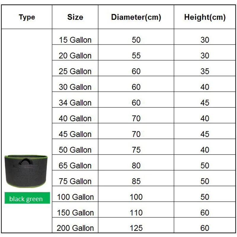 15 20 25 30 gallon Grow Bags Vegetable plant tree pots strawberry fabric garden tool growing Flower jardin A4