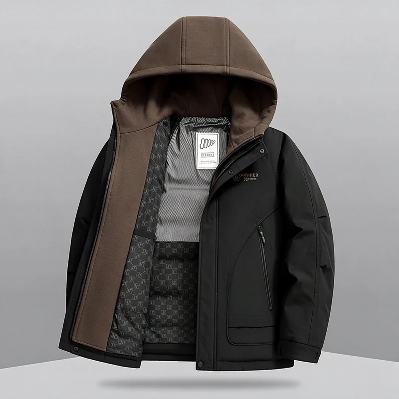 Men's Fashionable Hooded Short down Jacket 90% down Casual Outdoor Workwear High-Quality Stylish All-Match Leisure Outerwear