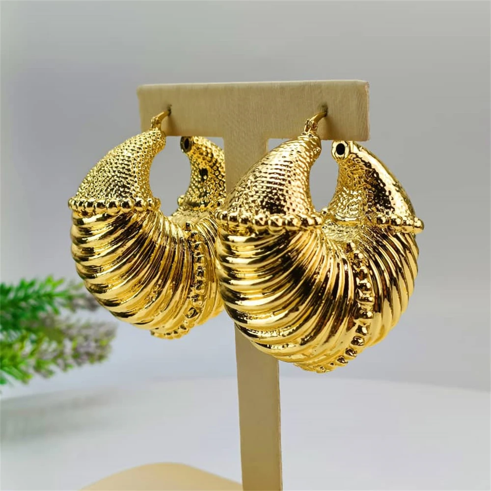 American African Nigeria Fashion Big Drop Earrings Exquisite Copper Large Style For Woman Daily Jewelry Gifts FHK16688