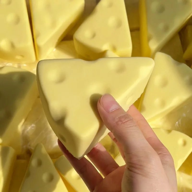 Squishy Simulated Cheese Squeeze Toy Soft Stress Relief Slow Rising Sensory Fidget for Anxiety ADHD Autism Gifts for Kids Adults