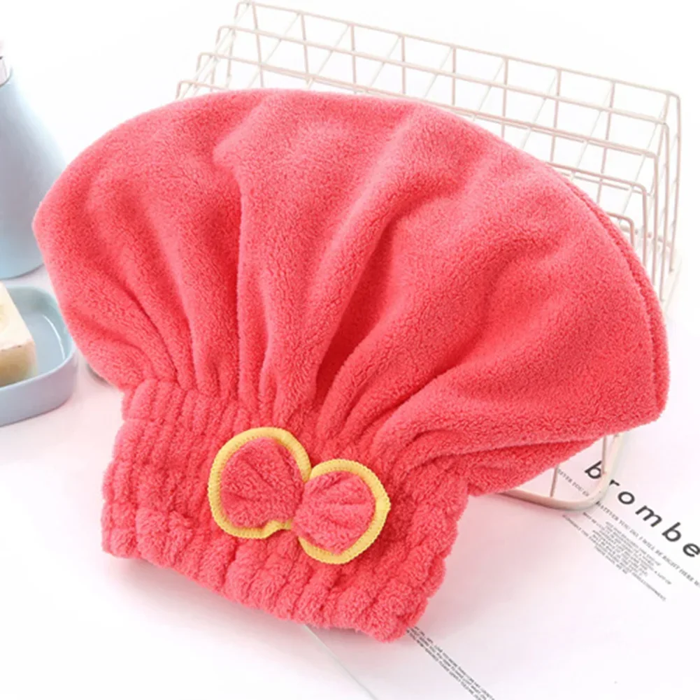 Women Hair Drying Hat Cap Microfibre Quick Hair Drying Bath Spa Bowknot Cap Wrap Towel Hat Bath Bathroom Accessories Shower Cap