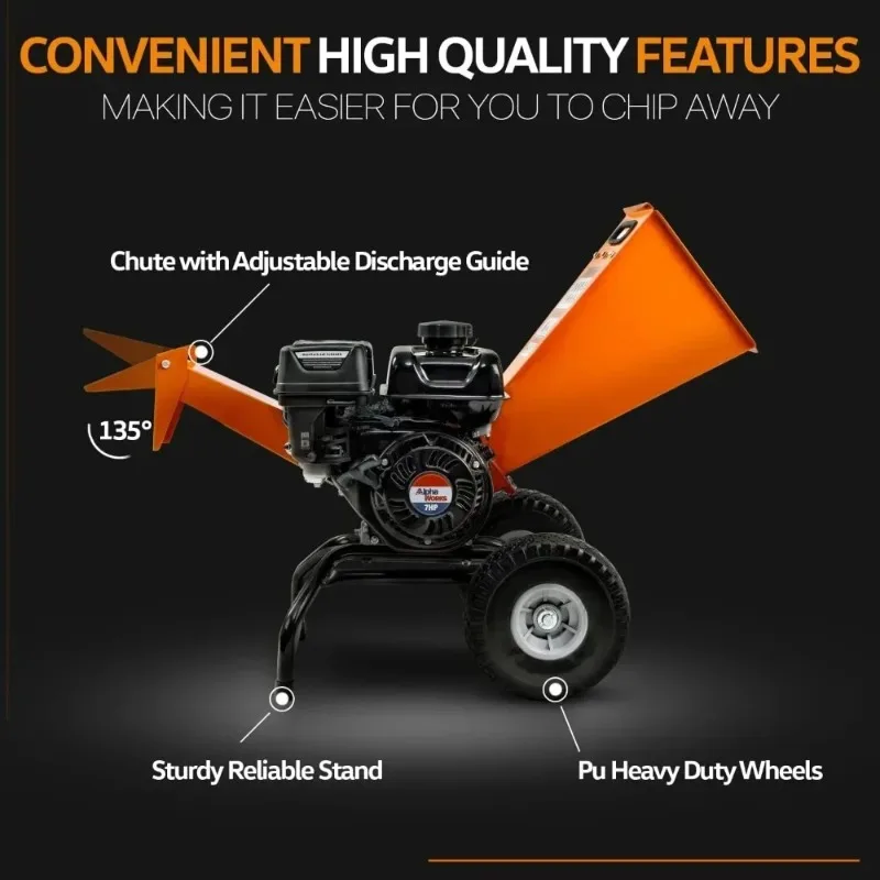 Wood Chipper Shredder Mulcher 7 Engine Heavy Duty Compact Rotor Assembly Design 3