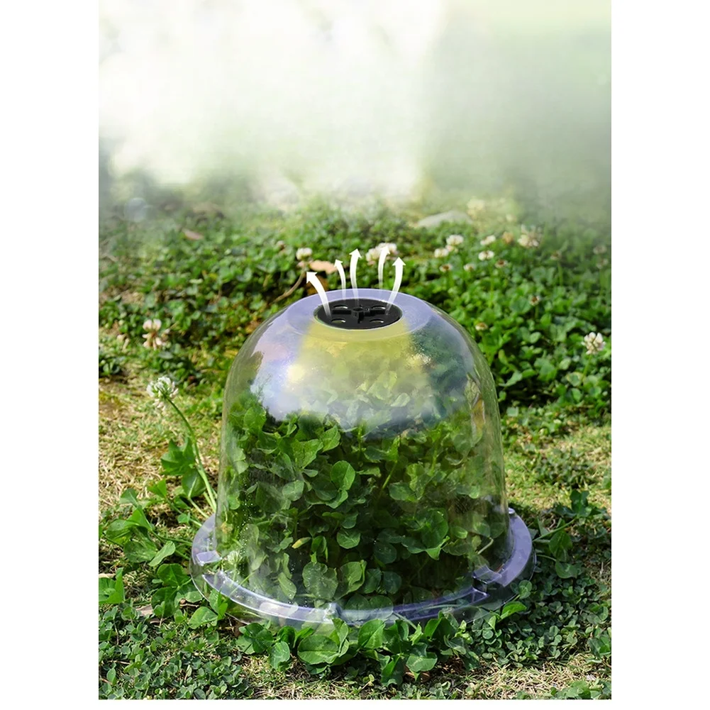 Plant Dome Cover Built from PET with Rotating Vents and Raised Lock Edges for Stable Use on Standard For Gardening Pots