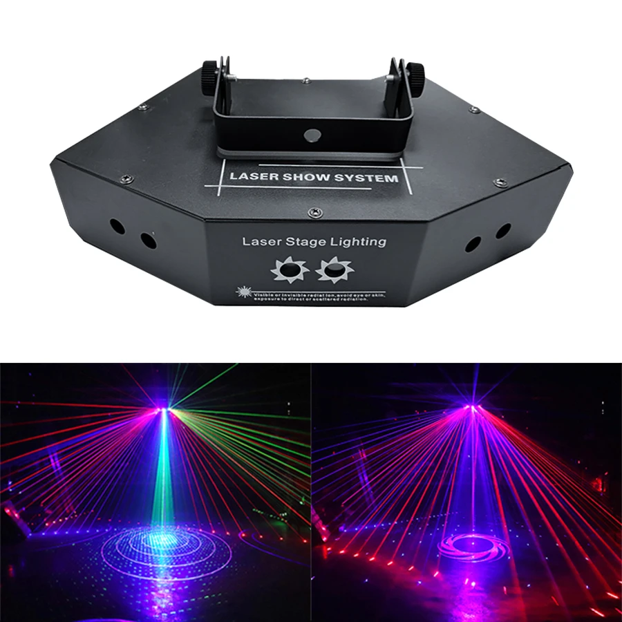 Światło laserowe RGB DJ/sterowane oświetlenie sceniczne skanowania DMX512/kolorowy skaner w kształcie wachlarza z 6 obiektywami/projektor/efekt wiązki dyskotekowej DJ