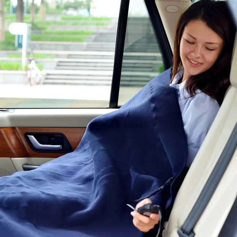 Premium Cozy Car Heating Blanket 12V Heated Fleece Travel Throw with Safety Timer Constant Temperature Heating Blanket 145x100cm